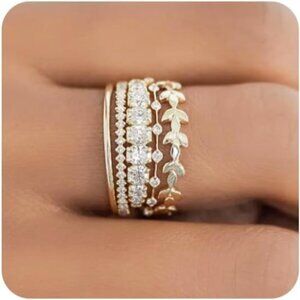 Gold Rings for Women Non Tarnish Trendy Dainty 14K Gold Plated Thumb Ring Set